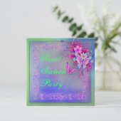 Roze Groene Neon Grunge Butterfly Sweet 16 Verjaar Kaart (Staand voorkant)