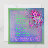 Roze Groene Neon Grunge Butterfly Sweet 16 Verjaar Kaart (Achterkant)