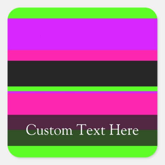 Roze/groene neonstrepen vierkante sticker (Voorkant)