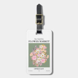 Roze groene New York City Flower Market Upper East Bagagelabel