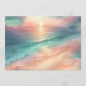 Roze Groene Oceaan Strand Waterverf Signature Wo Programmakaart (Achterkant)