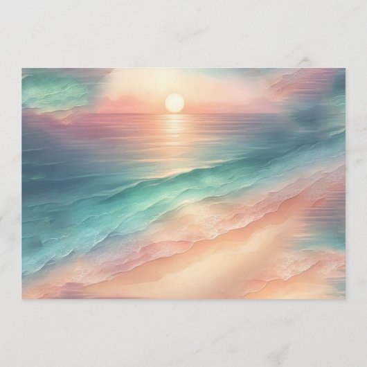 Roze Groene Oceaan Strand Waterverf Signature Wo Programmakaart (Achterkant)