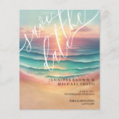 Roze Groene Oceaan Strand Waterverf Zomerzon Flyer (Voorkant)