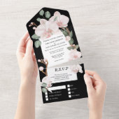 Roze groene oerwoud orchidee groene tropische brui all in one uitnodiging (Afscheurbaar)