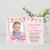 Roze groene olievlek 1e Foto van Birthday Kaart (Staand voorkant)