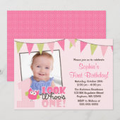 Roze groene olievlek 1e Foto van Birthday Kaart (Voorkant / Achterkant)