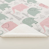 Roze groene olifanten Modern Sherpa Deken (3/4)