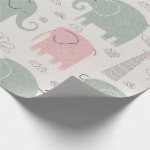 Roze groene olifanten Moderne Kinderen Cadeaupapier (Hoek)
