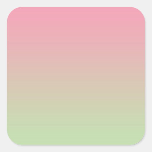 Roze & Groene Ombre Vierkante Sticker (Voorkant)