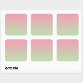 Roze & Groene Ombre Vierkante Sticker (Vel)