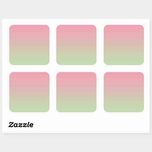 Roze & Groene Ombre Vierkante Sticker (Vel)