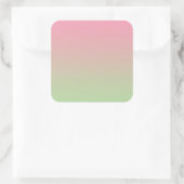 Roze & Groene Ombre Vierkante Sticker (Tas)