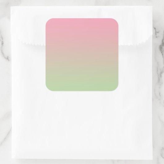 Roze & Groene Ombre Vierkante Sticker (Tas)
