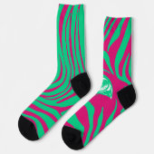 Roze Groene Ongematchte Zebra Soks Sokken (Links)
