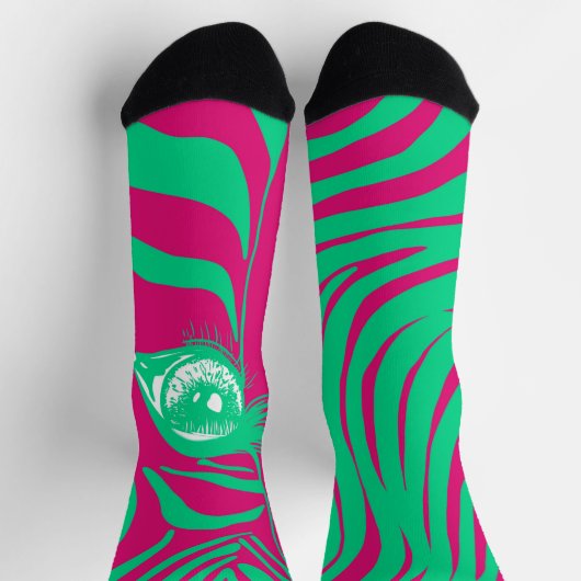 Roze Groene Ongematchte Zebra Soks Sokken (Top)