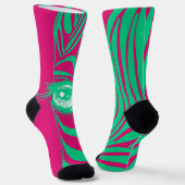 Roze Groene Ongematchte Zebra Soks Sokken (Gebogen)