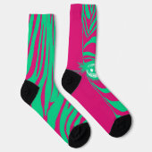 Roze Groene Ongematchte Zebra Soks Sokken (Rechts)