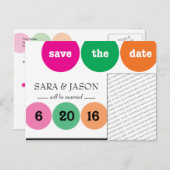 Roze, groene, Oranje cirkels Bewaar de datum Aankondigingskaart (Voorkant / Achterkant)