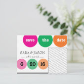 Roze, groene, Oranje cirkels Bewaar de datum Aankondigingskaart (Staand voorkant)