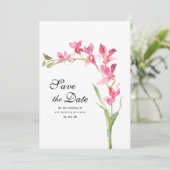 Roze groene orchidee bloem zomer Save the Date Kaart (Staand voorkant)