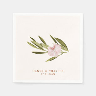 Roze groene orchidee Eucalyptus Weddenschap Papier Servet