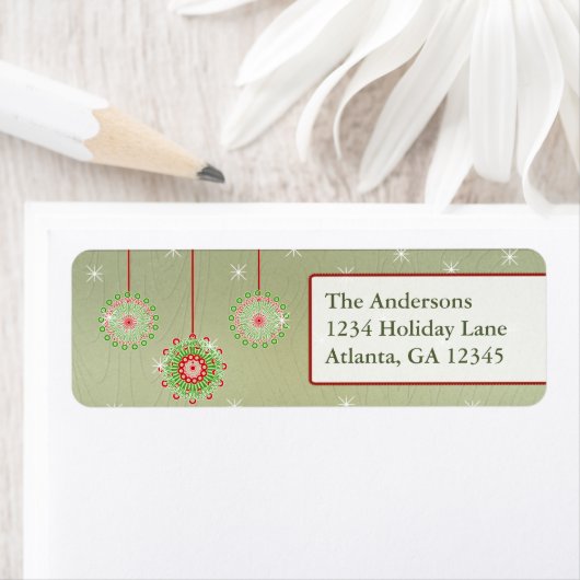 Roze groene Ornamenten kerstgroen hout Etiket (Insitu)