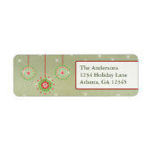 Roze groene Ornamenten kerstgroen hout Etiket (Voorkant)