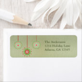 Roze groene Ornamenten kerstgroen hout Etiket (Insitu)