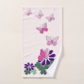 Roze Groene Paarse Bloemenvlinder Doodle Initialen Bad Handdoek (Handdoek)