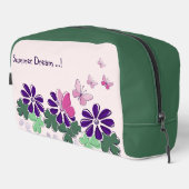 Roze Groene Paarse Bloemenvlinders Doodle Naam Toilettasje (Rechterhoek)