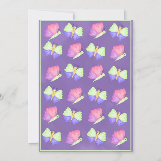Roze groene Paarse Butterflies Baby Girl Shower Kaart (Achterkant)