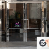 Roze Groene Paarse Doodle Bloeit Vlinders Slogan Raamsticker (Kantoordeur)