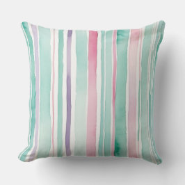 Roze groene paarse en witte strepen kussen