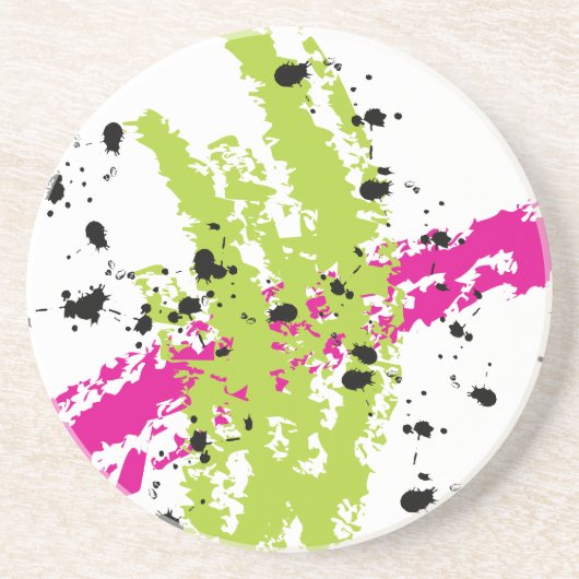 Roze Groene Paint Splash Ink Splotch Drop Onderzet Zandsteen Onderzetter (Voorkant)