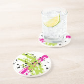 Roze Groene Paint Splash Ink Splotch Drop Onderzet Zandsteen Onderzetter (Zijkant)