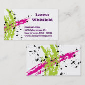 Roze Groene Paint Splash Ink Splotch Visitekaartje (Voorkant / Achterkant)