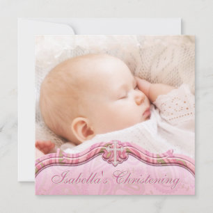 Roze Groene Paisley Baby Meisje Fotodoop Kaart