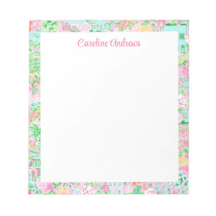 Roze & Groene Palm Beach gepersonaliseerd Notitieblok