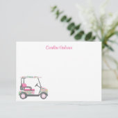 Roze & Groene Palm Beach Golf Winkelwagen Geperson Bedankkaart (Staand voorkant)