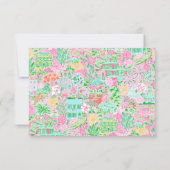 Roze & Groene Palm Beach Golf Winkelwagen Geperson Bedankkaart (Achterkant)