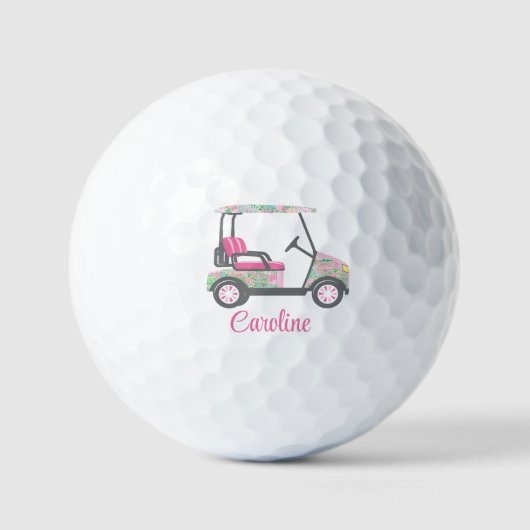 Roze & Groene Palm Beach Golf Winkelwagen Geperson Golfballen (Voorkant)
