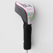 Roze & Groene Palm Beach Golf Winkelwagen Geperson Golfheadcover (Schuin)