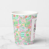 Roze & Groene Palm Beach Golf Winkelwagen Geperson Papieren Bekers (Rechts)