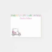 Roze & Groene Palm Beach Golf Winkelwagen Geperson Post-it® Notes (Voorkant)