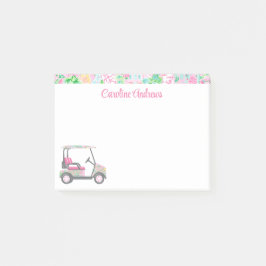 Roze & Groene Palm Beach Golf Winkelwagen Geperson Post-it® Notes