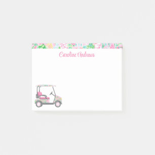 Roze & Groene Palm Beach Golf Winkelwagen Geperson Post-it® Notes