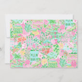 Roze & Groene Palm Beach Golfkar Gepersonaliseerd Bedankkaart (Achterkant)