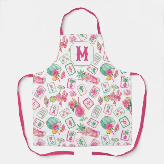 Roze & Groene Palm Beach Mahjong & Mixers Monogram Schort (Voorkant)