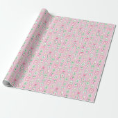 Roze & Groene Palm Beach Mahjong Tegels Cadeaupapier (Uitgerold)