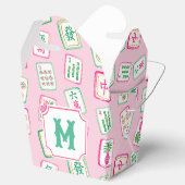 Roze & Groene Palm Beach Mahjong Tegels Monogram Bedankdoosjes (Geopend)